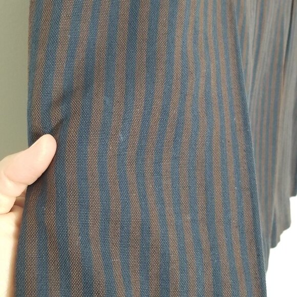 Tristan & Iseut Cotton & Linen Vintage Striped Button-Front Midi Skirt - Picture 2 of 11